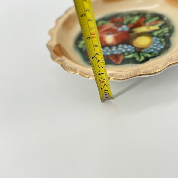 Vintage Hand-Painted Ceramic Fruit Plate With Scalloped Edges & Gold Trim MCM - Picture 7 of 7